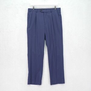 Daks Wool Blue Check Dress Pants Trousers Fully Lined Mid Rise Pleated -34 / 30-